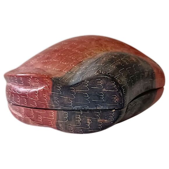 Soapstone Shell Trinket Box Dish Lidded Scallop Seashell Hand Carved Beachy Vtg - Picture 7 of 16